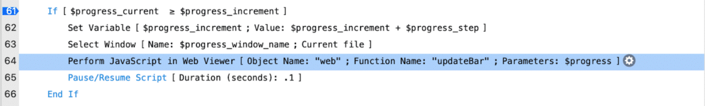 Screenshot of FileMaker JavaScript code used in Carafe Kitchen.