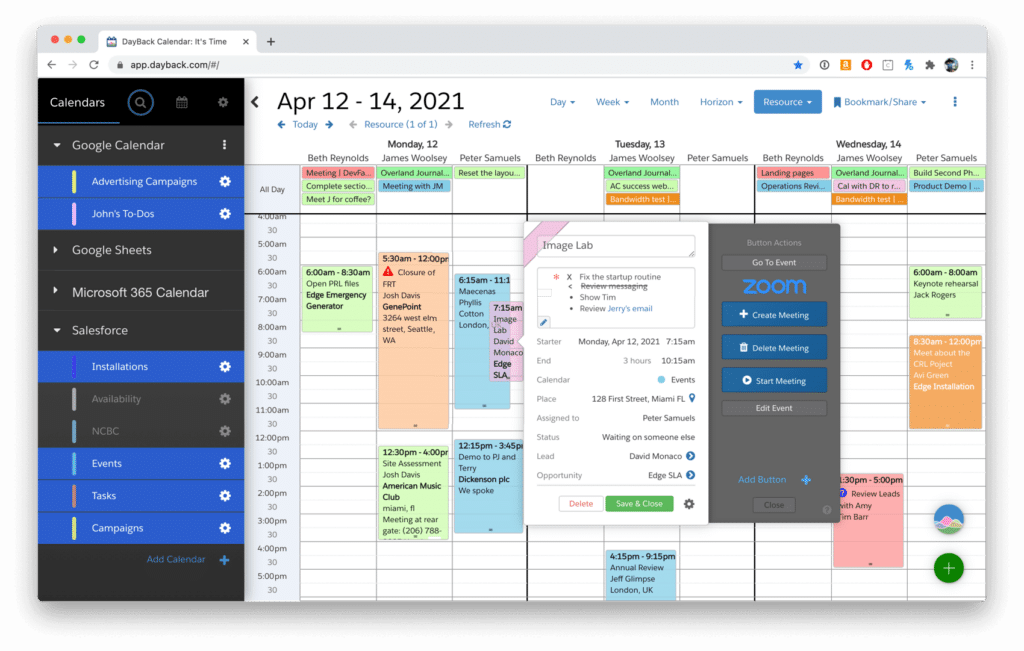 Graphic showing the SeedCode DayBack calendar which is a popular FileMaker integration.