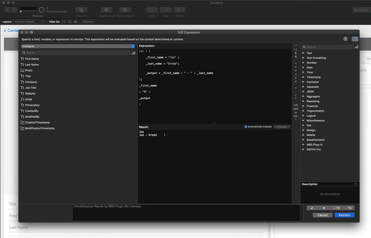 Data Viewer window showing use of Let expression, another of our FileMaker tips.