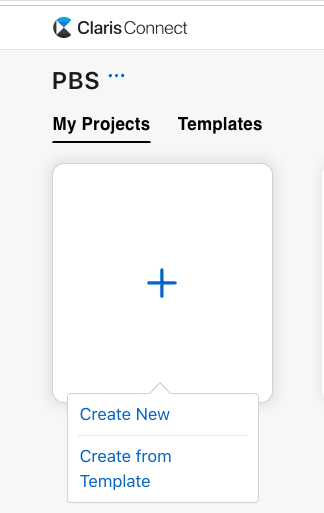 Screenshot of the Create New button in Claris Connect