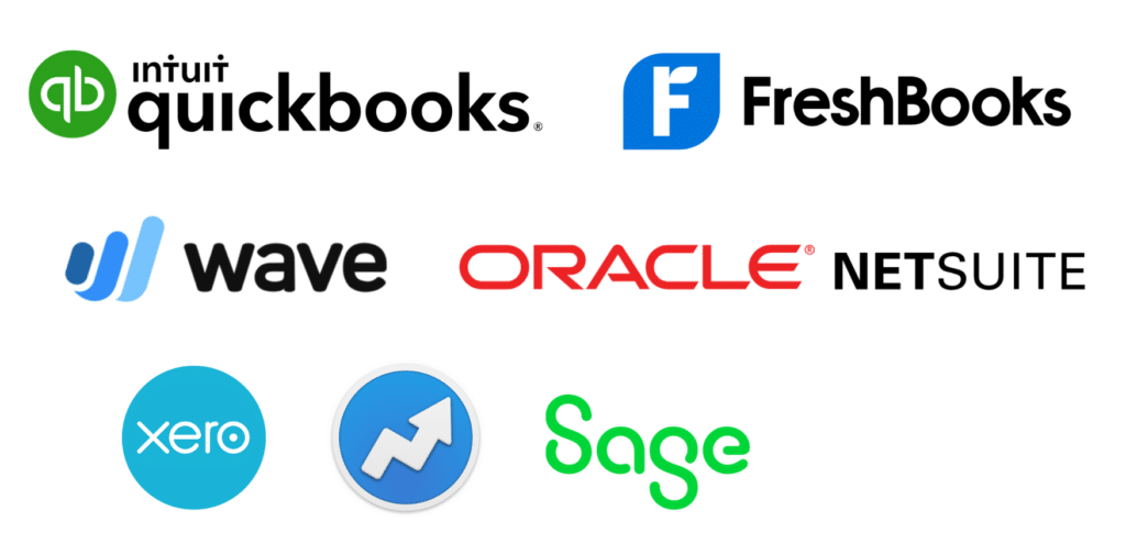 Logos for the accounting software mentioned in the article