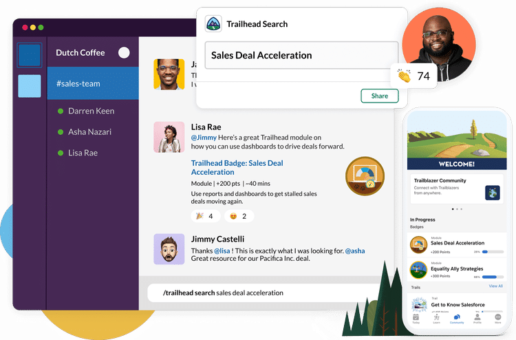 Visualization of using Trailhead training with Slack or mobile