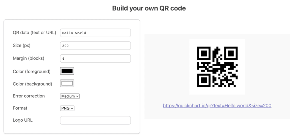 QuickChart QR code web builder