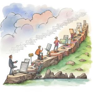Cartoon illustrating the evolution of email from paper to SMTP to OAuth 2.0