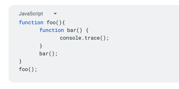 JavaScript example of using the console.trace option for better FileMaker development.