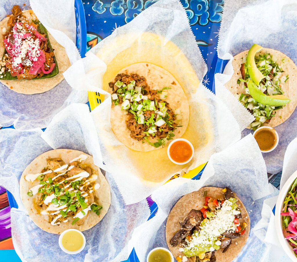 Photograph of bright and colorful breakfast tacos, a Best of Austin culinary experience.