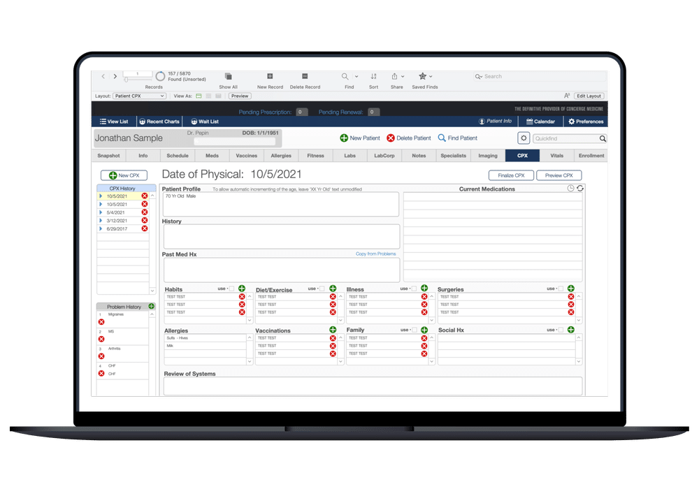 Depiction of customized Claris FileMaker layout.