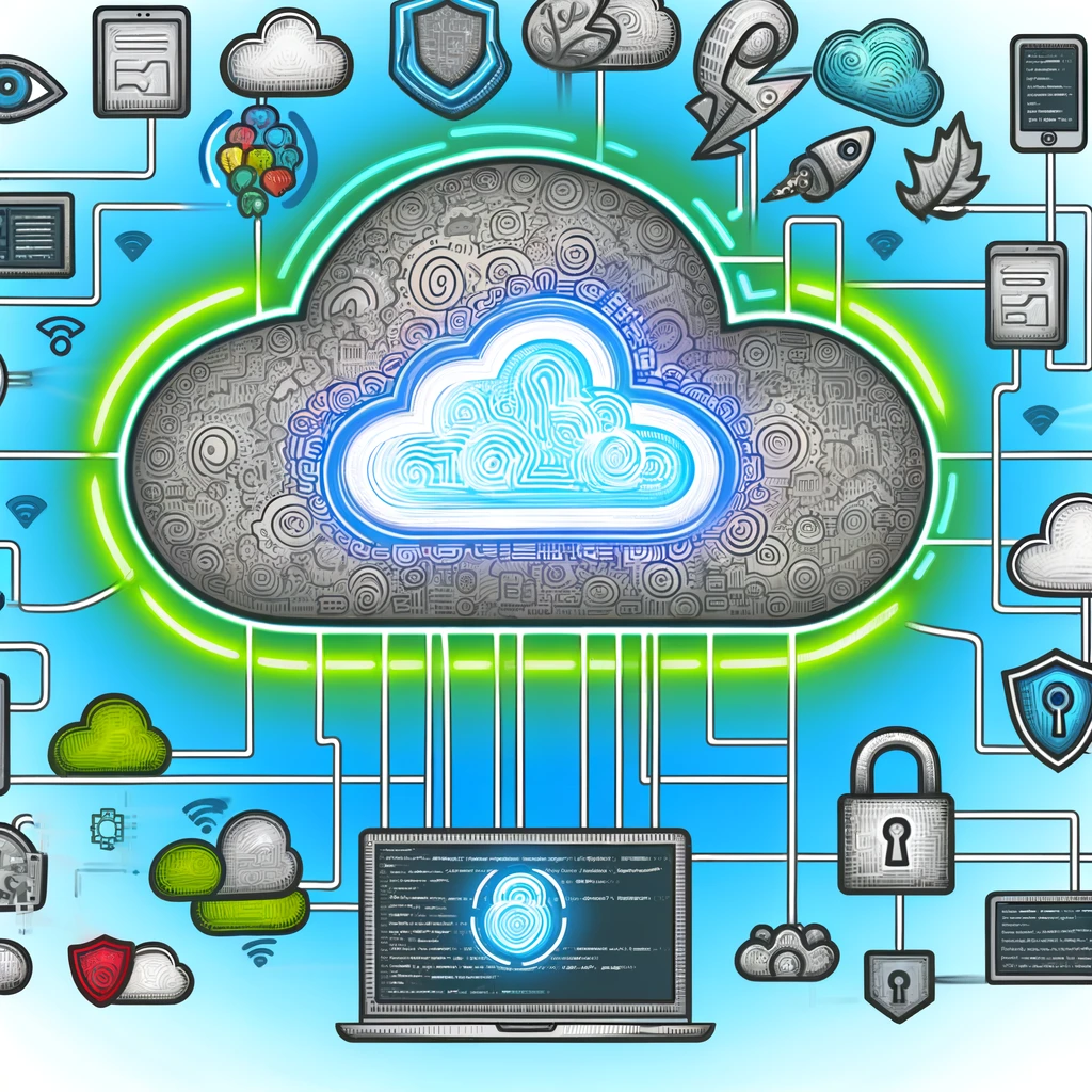 Colorful graphic depicting computer connected to a large cloud with icons representing a multitude of integrations available.