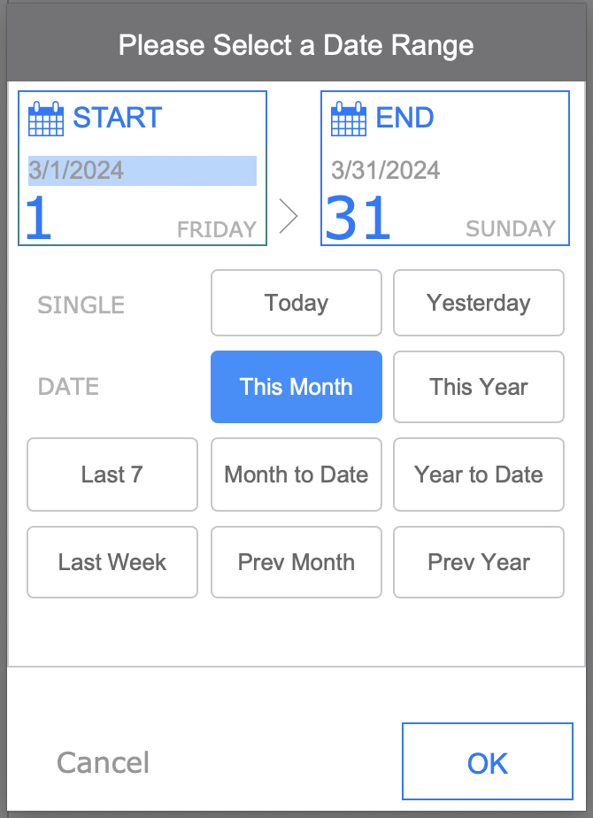 Screenshot from our free FileMaker Date Picker Widget