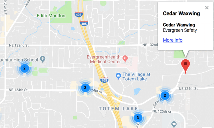 Screenshot of Google Maps, illustrating a FileMaker map integration