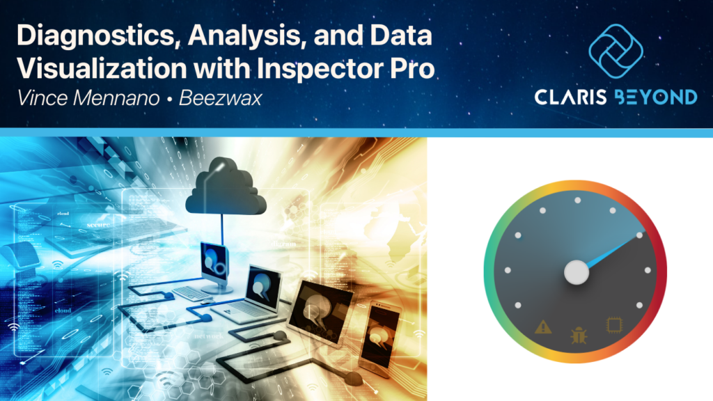 Event graphic for the Claris Beyond Meetup advertising the session about Inspector Pro