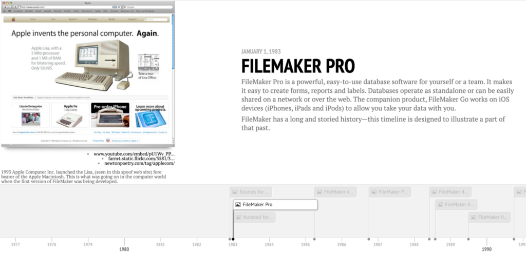 A screenshot of Luminfire's detailed FileMaker Pro timeline. It won't be long before AI and FIleMaker are added.