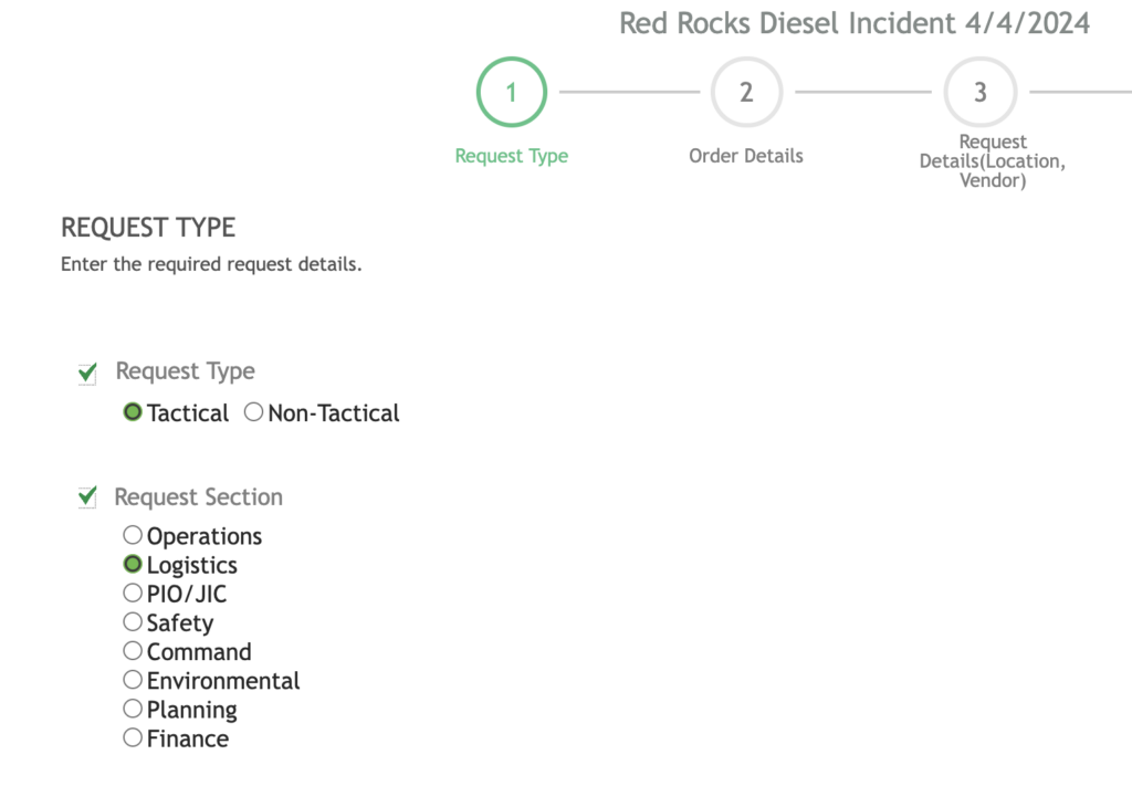 Screenshot of the Easy 213 FileMaker WebDirect app showing radio button choices of a resource request.