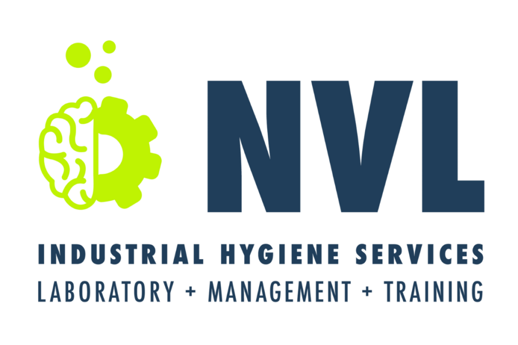 The logo for Industrial Hygiene Services, a light green image with half being a cartoon brain and the other half being a gear with bubbles rising from the top. The text reads "NVL Industrial Hygiene Services Laboratory + Management + Training."