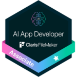 Badge icon for AI App Developer Associate, representing certification in semantic search.