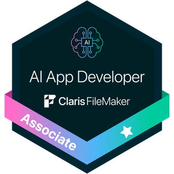 Badge icon for AI App Developer Associate, representing certification in semantic search.