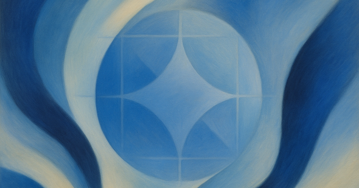 An AI created abstract image of the Gemma 3 logo using multiple shades of blue and a light shade of yellow.