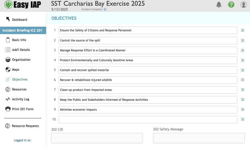 EasyIAP Incident Objectives