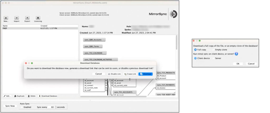 A FileMaker database image showing the available download options