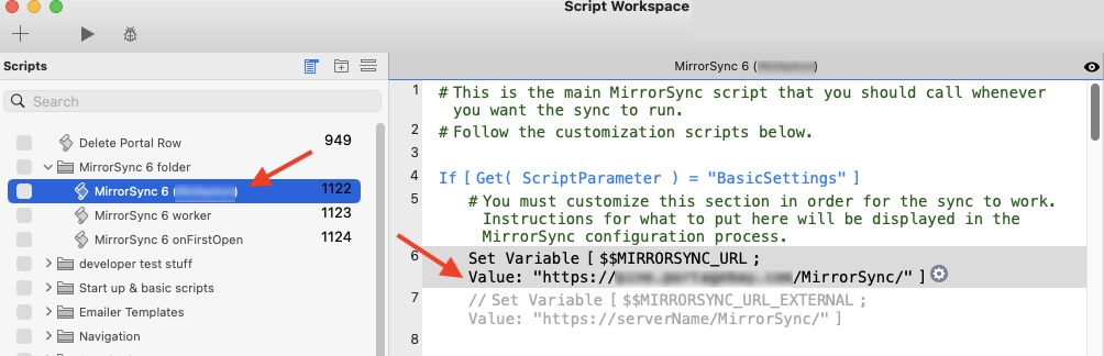 A FileMaker database image with an arrow pointing to the example of the set variable
