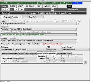 JOBZ Specifications Input Screen 3