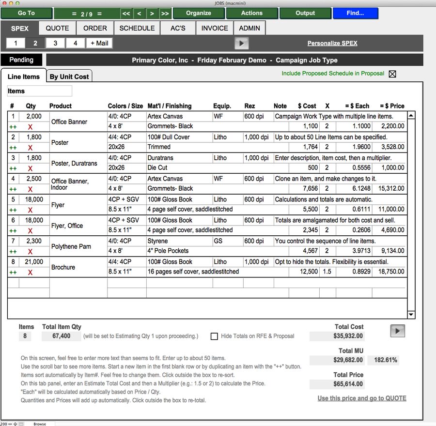 JOBZ Campaign Specifications Screen