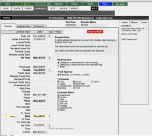 JOBZ Schedule Input Screen
