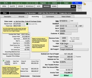 JOBZ Invoice Accounting Screen