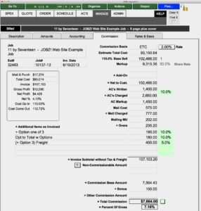 JOBZ Invoice Commission Screen