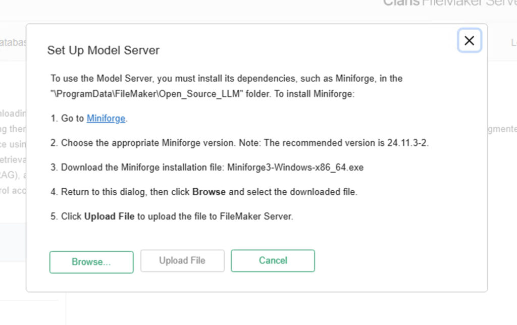 The steps for setting up the Model Server
